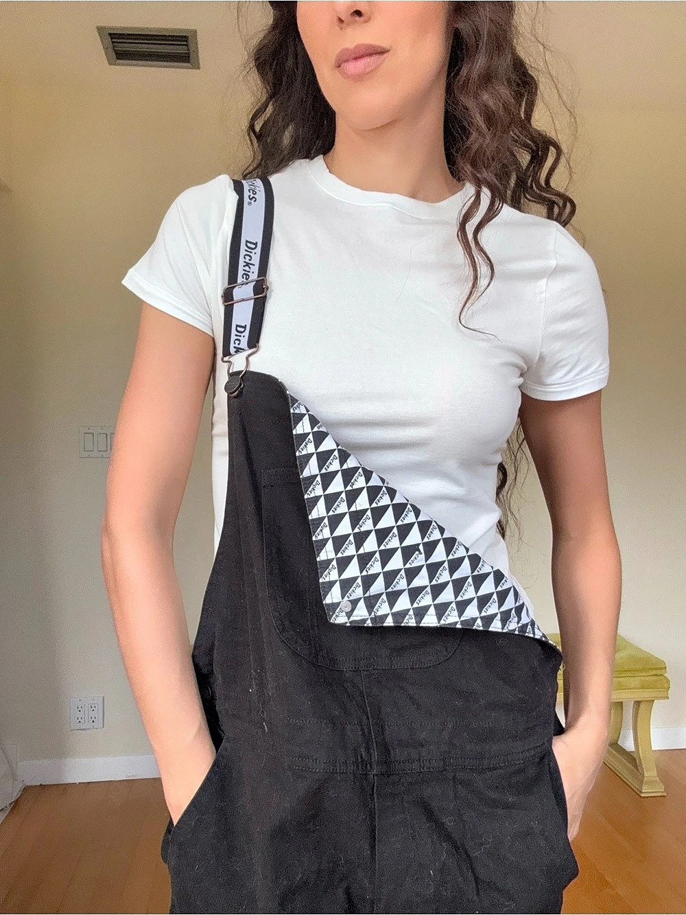 Dickies Logo Strap Bib Overalls Black Bib Overalls Size Large - Picture 3 of 8